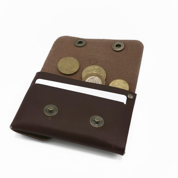 Portefeuille en Cuir avec Poches à Pièces V2