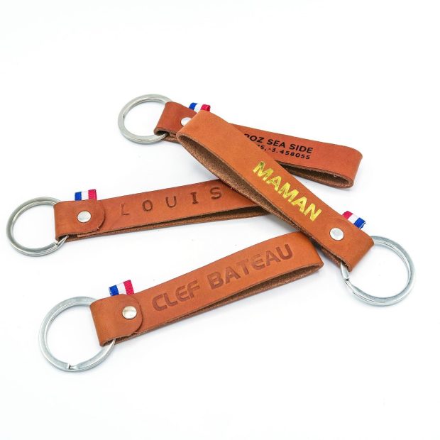 Porte-clé en cuir personnalisable, Cadeau Personnalisé, Porteclé prénom