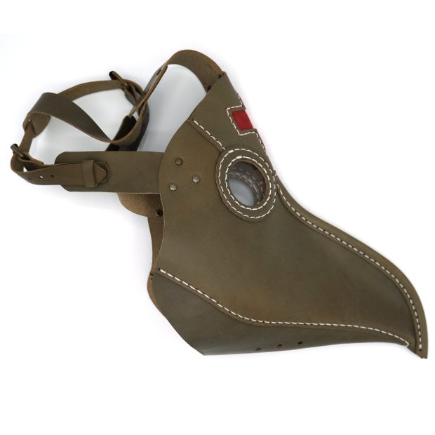 Masque en Cuir de Docteur de Peste avec croix rouge  - Masque d'Halloween - Steampunk/Cosplay