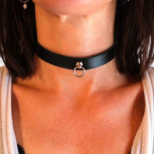 Collier BDSM en Cuir Avec Petit Anneau, Ras-de-cou en Cuir, Choker Sexy Soumission Domination