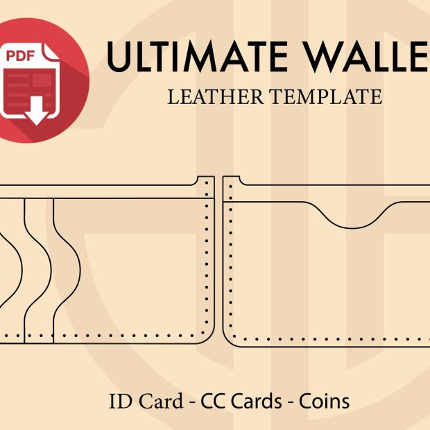 Patron PDF Téléchargeable pour Portefeuille 3 Cartes, Carte Identité et Pièces