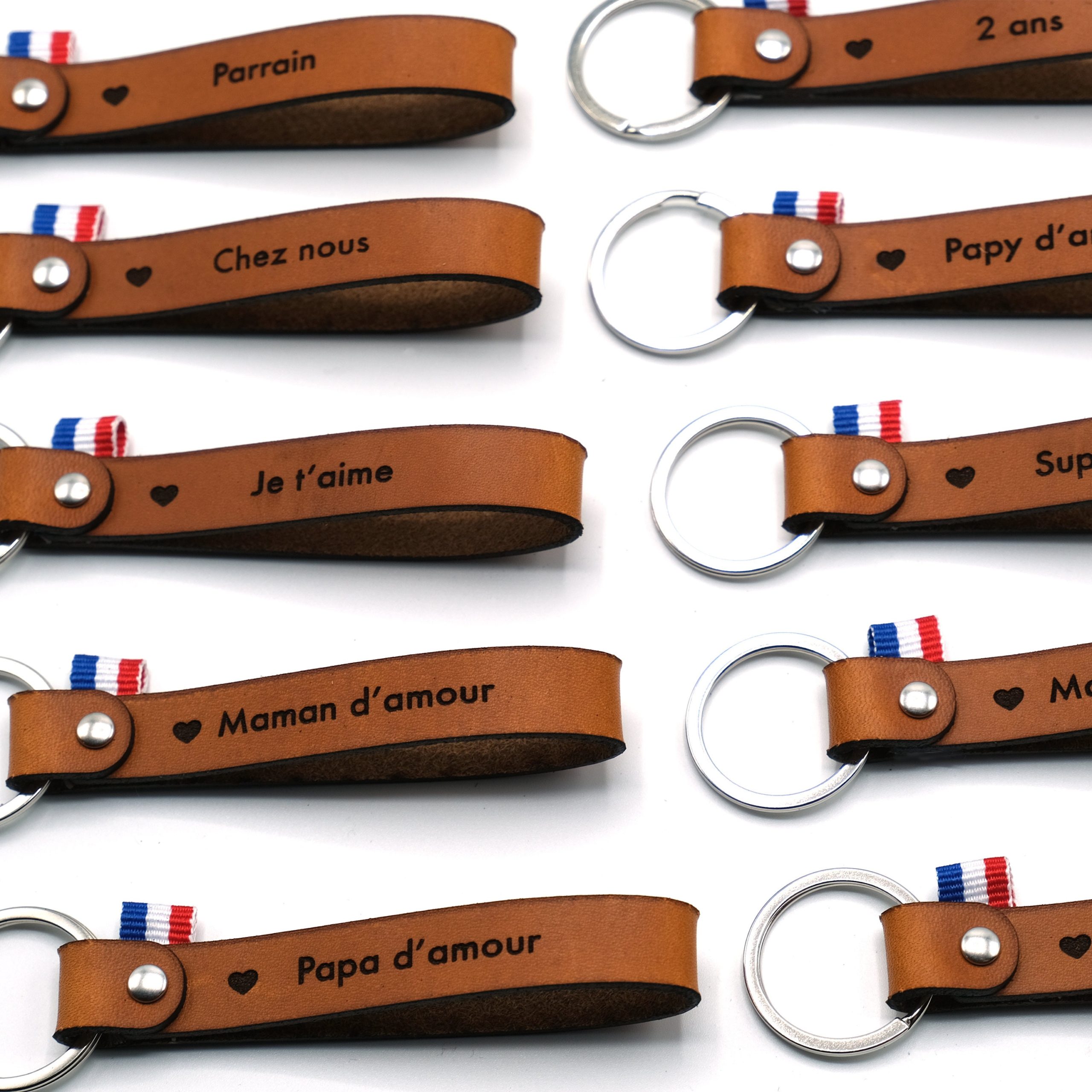 Porte clé cuir "Super Papa" personnalisé