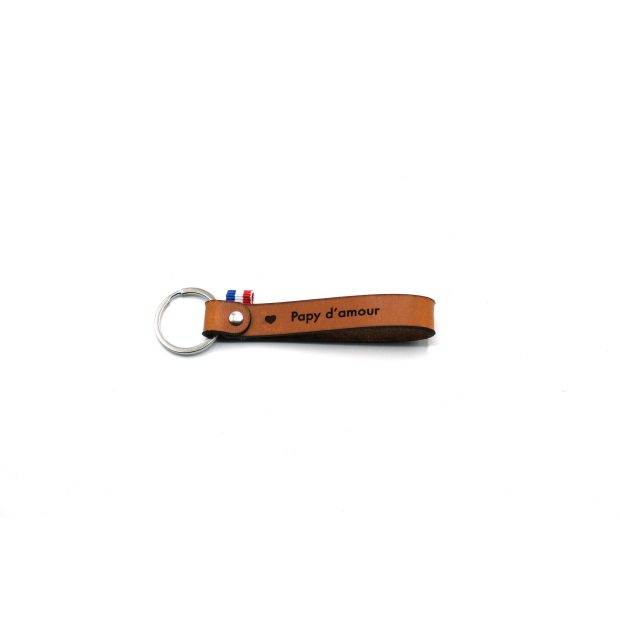 Porte clé cuir "Papy d'amour" personnalisé