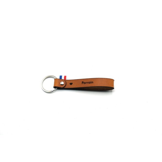 Porte clé cuir "Parrain" personnalisé