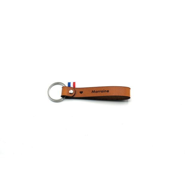 Porte clé cuir "Marraine" personnalisé