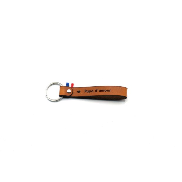 Porte clé cuir "Papa d'amour" personnalisé