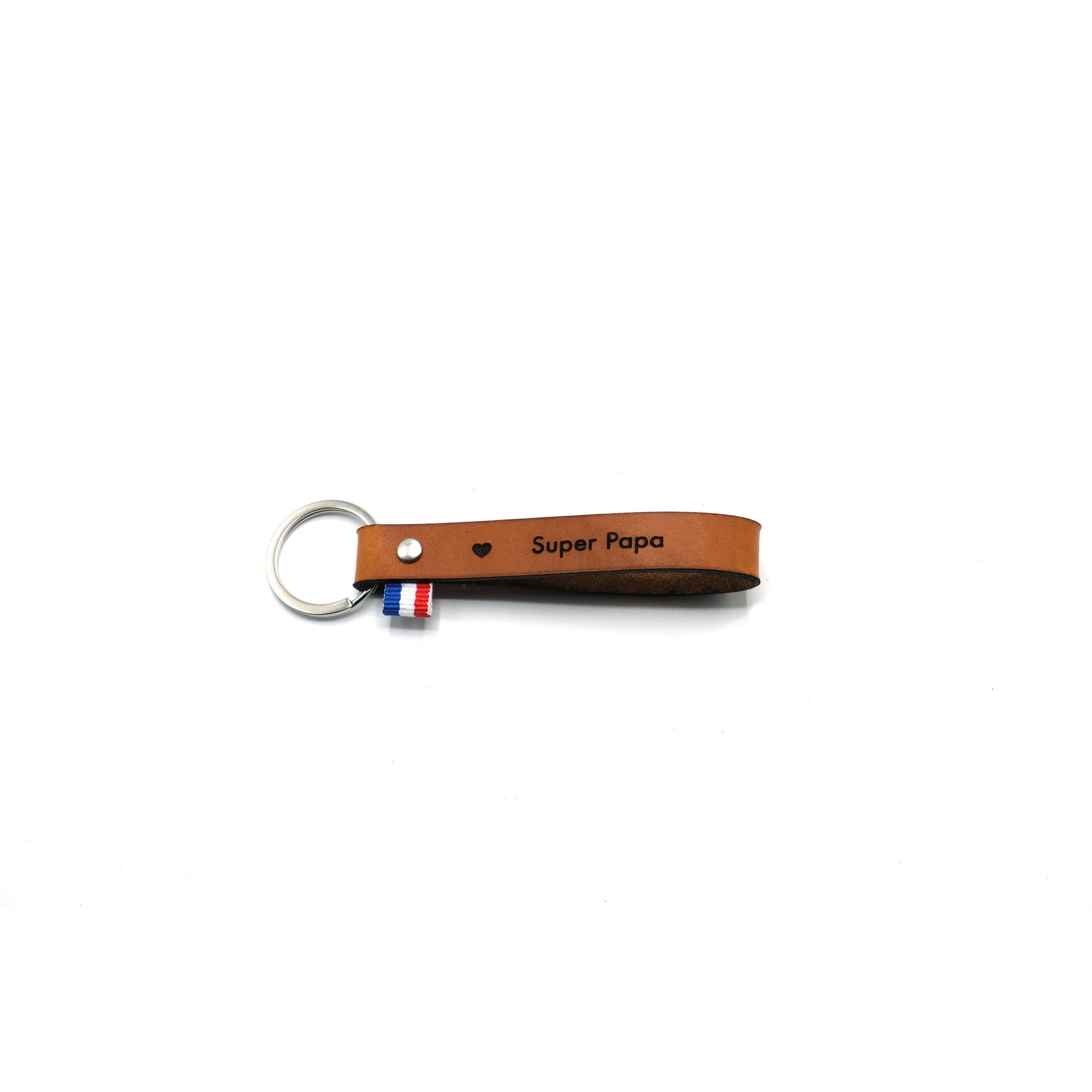 Porte clé cuir "Super Papa" personnalisé