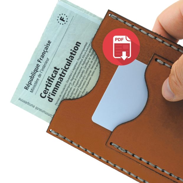 Patron PDF Téléchargeable pour Pochette Carte Grise en Cuir