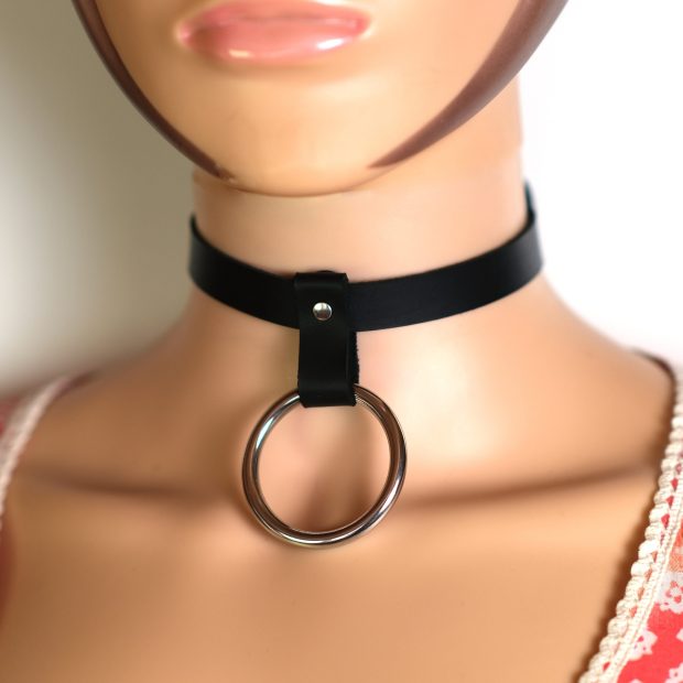 Collier en Cuir Avec Grand Anneau, Collier BDSM Cuir, Ras-de-cou en Cuir
