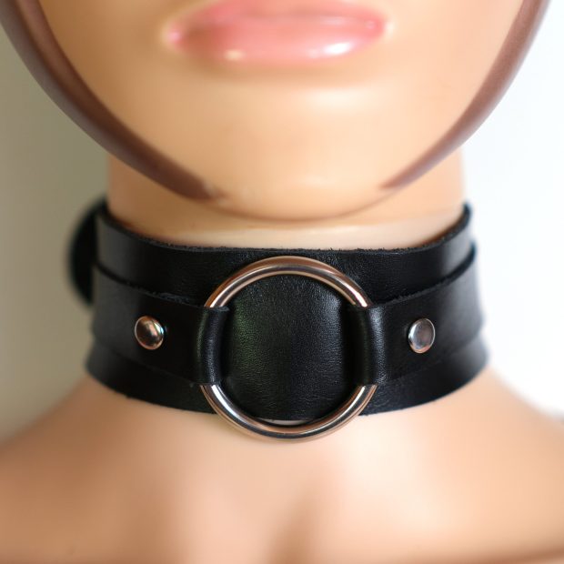 Large Collier en Cuir Avec Grand Anneau, Collier BDSM Cuir, Ras-de-cou en Cuir